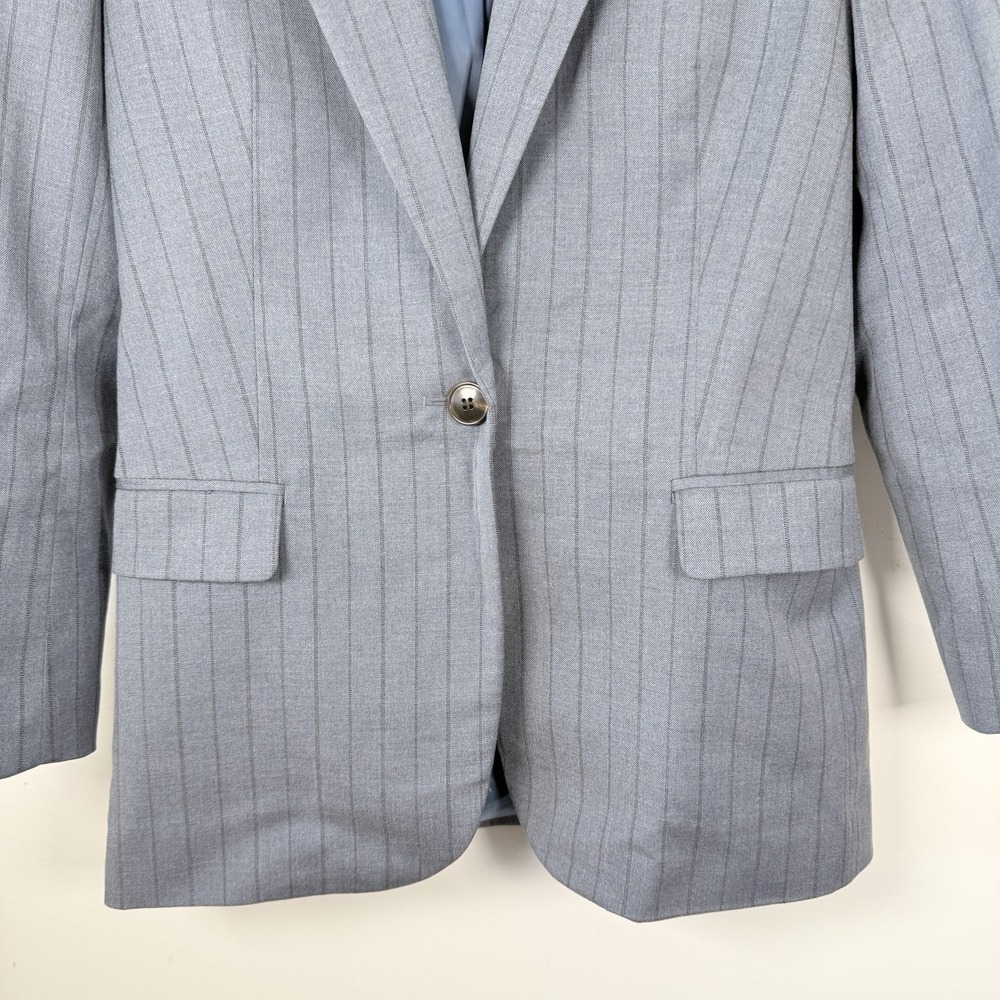 Madewell Blazer Women's Size 0 Blue Pinstripe Padded‎ - Picture 2 of 6